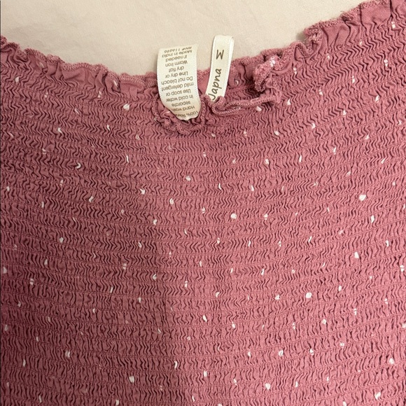 Japna Smocked Peplum Blouse in Dusty Pink with White Dots - Picture 4 of 5
